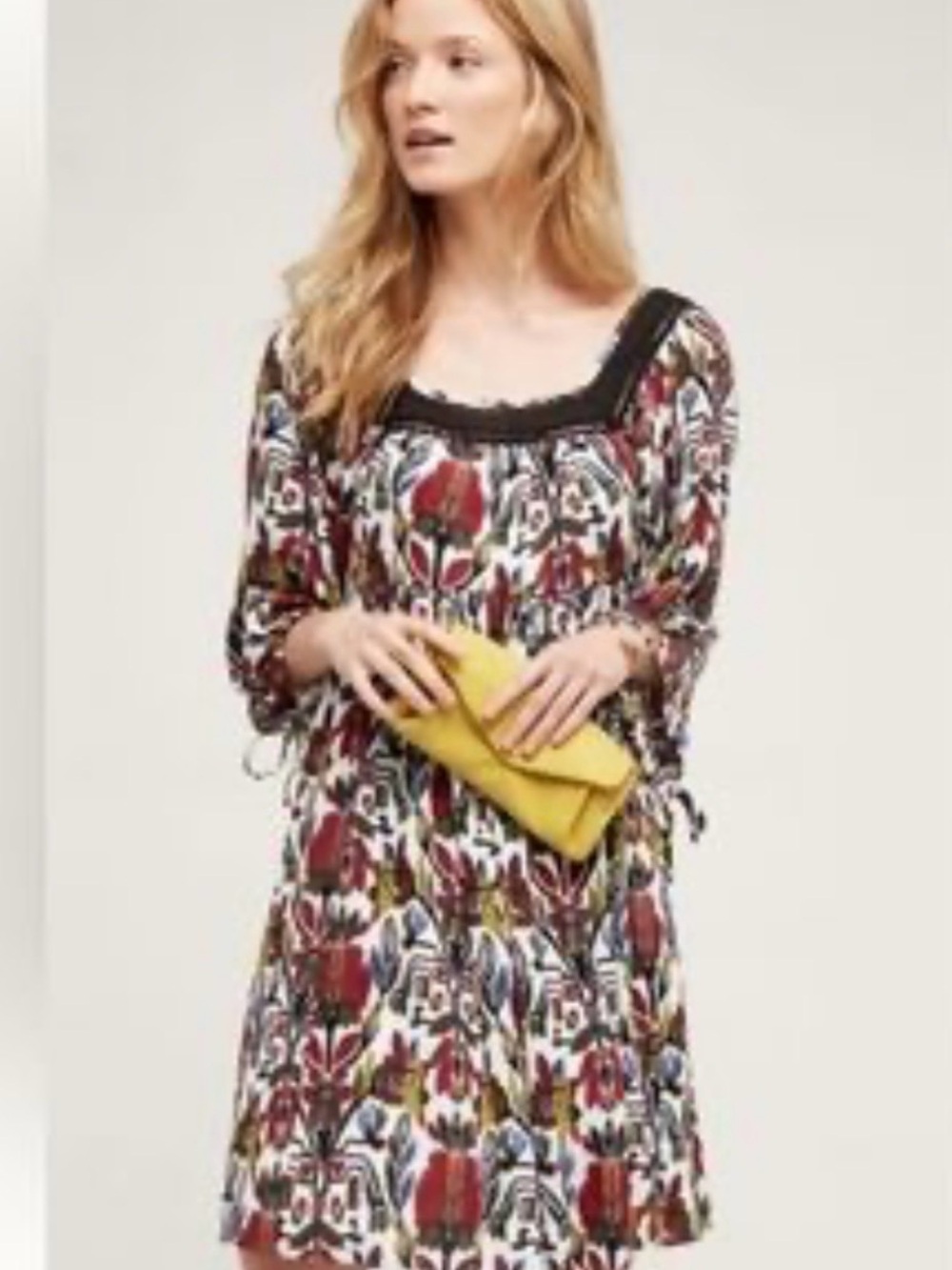Anthropologie Holding Horses Multicolor Floral Boho Mini Swing Dress Size SP